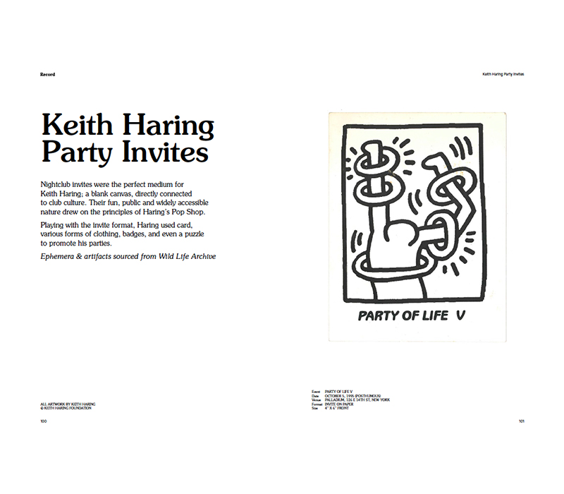 Record Culture Magazine Article featuring Keith Haring Party Invites from the Wild Life Archive