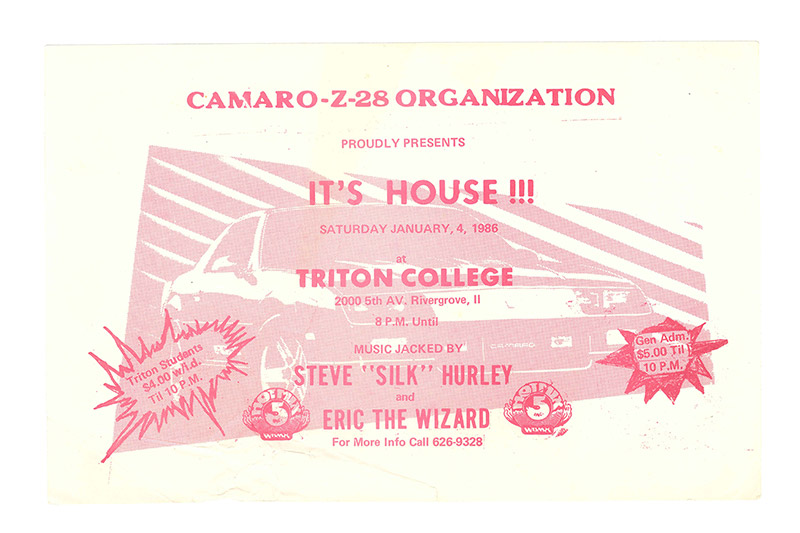 Chicago House Flyer with DJ Steve Silk Hurley 1986